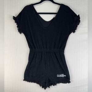 WildFox Terry Cloth Jumpsuit Swim Coverup Fringe Hem Size Medium Boho Western